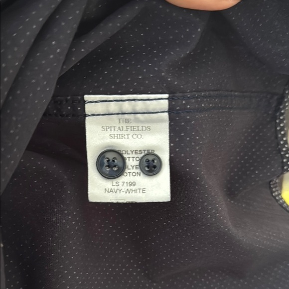NWOT size large Navy Blue with small white dots long sleeve dress shirt - Picture 8 of 8